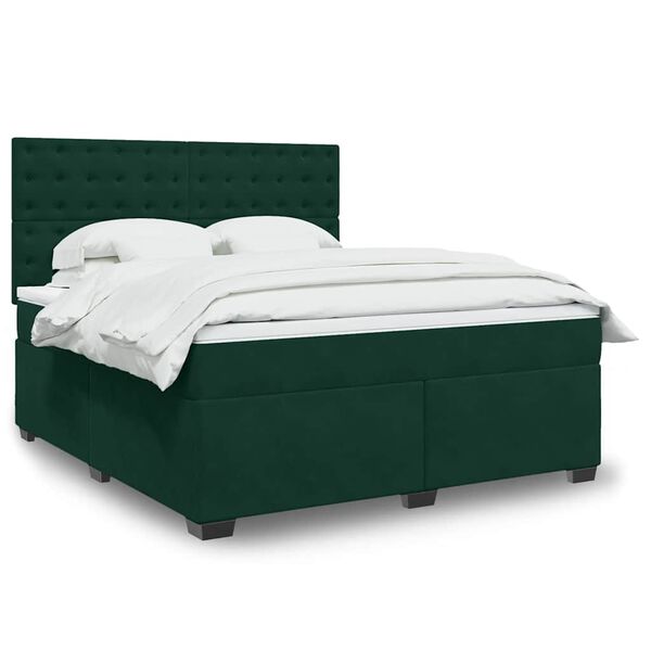 vidaXL Sommier &agrave; lattes de lit et matelas Vert fonc&eacute; 180x200cm Velours