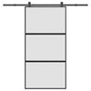 vidaXL Porte coulissante kit de quincaillerie tremp&eacute; verre aluminium