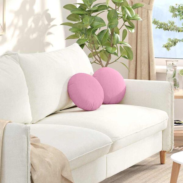 vidaXL Coussins de si&egrave;ge 2 pcs Rose &Oslash;30 x 13 cm tissu