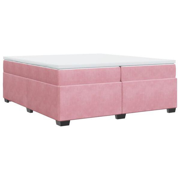 vidaXL Sommier &agrave; lattes de lit avec matelas Rose 200x200 cm Velours