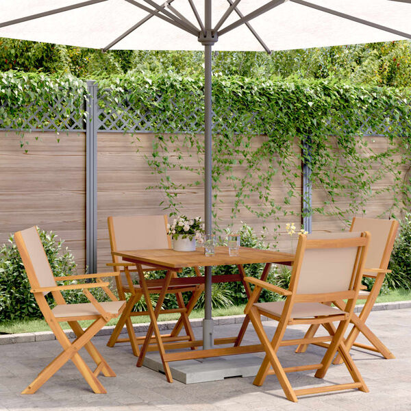 vidaXL Ensemble &agrave; manger de jardin 5 pcs taupe tissu et bois massif