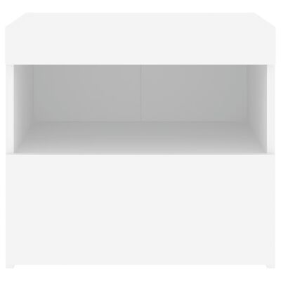 vidaXL Tables de chevet avec lumières LED 2 pcs blanc 50x40x45 cm