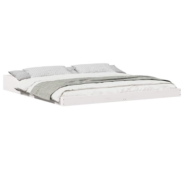 vidaXL Cadre de lit Blanc 200 x 210 cm Pin massif