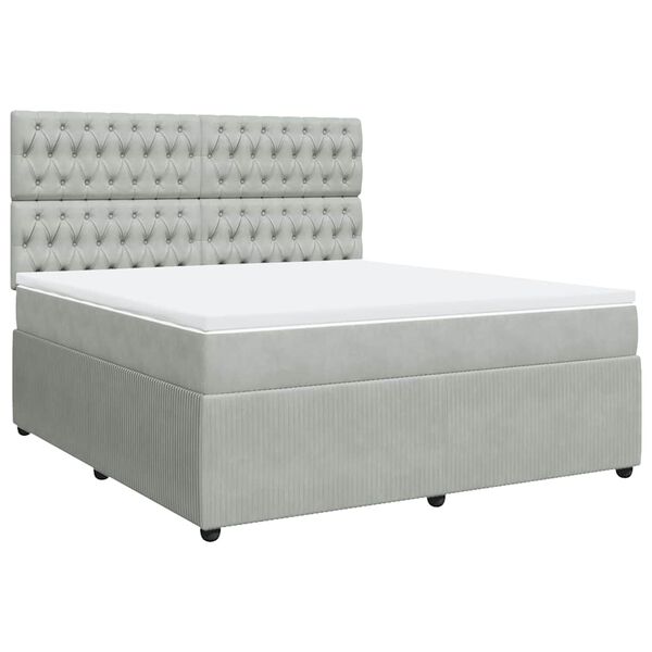 vidaXL Sommier &agrave; lattes de lit et matelas Gris clair 180x200cm Velours