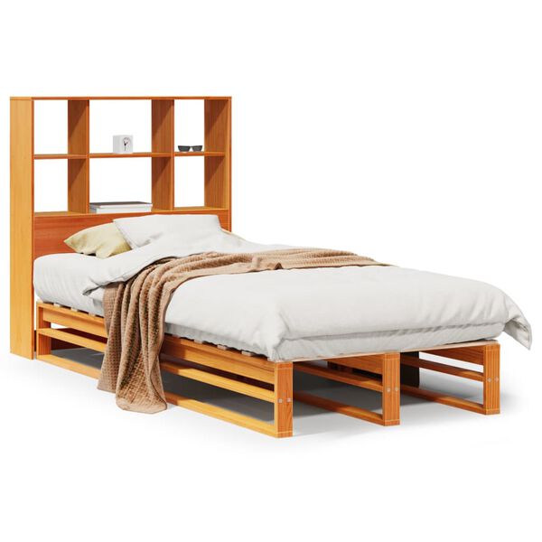 vidaXL Lit biblioth&egrave;que sans matelas cire marron 75x190 cm bois massif