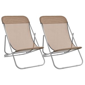 vidaXL Chaises plage pliantes lot de 2 textil&egrave;ne acier enduit poudre