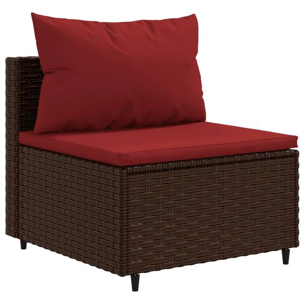 vidaXL Salon de jardin 6 pcs avec coussins Marron Résine tressée
