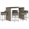 vidaXL Ensemble de bar de jardin 7 pcs avec coussins gris poly rotin