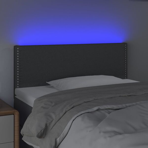 vidaXL T&ecirc;te de lit &agrave; LED Gris fonc&eacute; 80x5x78/88 cm Tissu