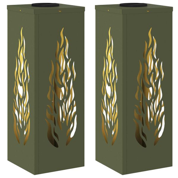 vidaXL Lumi&egrave;re de chemin LED solaire 2 pcs Vert olive