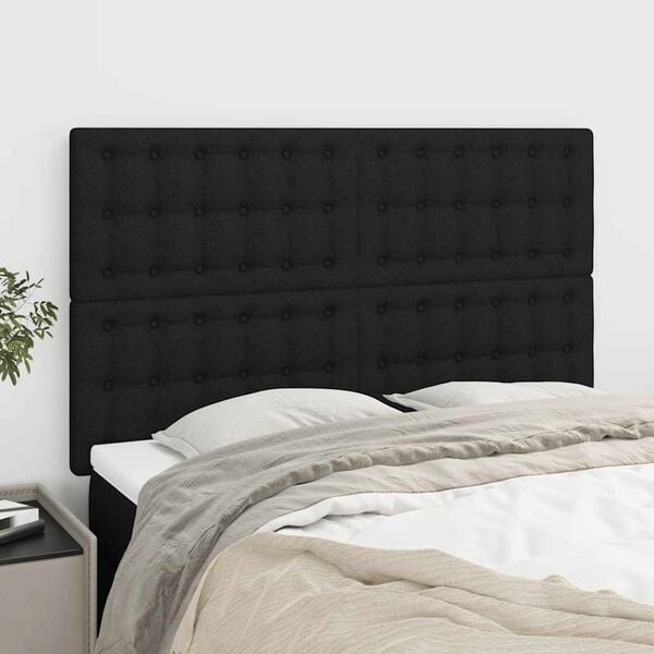 vidaXL T&ecirc;te de lit Noir 144x5x118/128 cm Tissu