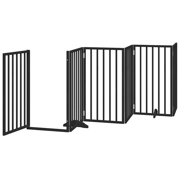 vidaXL Barri&egrave;re pour chien porte pliable 15panneaux noir bois peuplier
