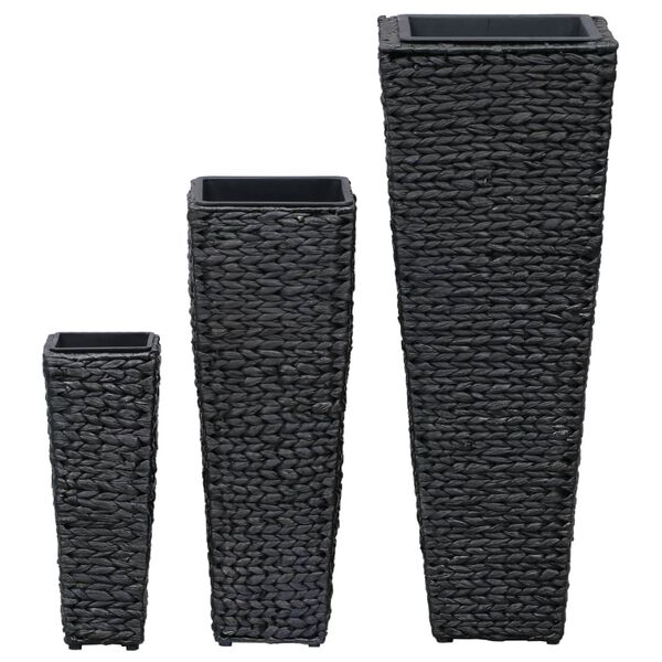 vidaXL Lits sur&eacute;lev&eacute;s 3 pcs Jacinthe d'eau Noir