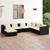 vidaXL Salon de jardin 7 pcs avec coussins R&eacute;sine tress&eacute;e Noir