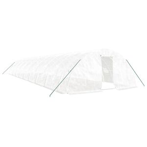 vidaXL Serre avec cadre en acier blanc 90 m&sup2; 18x5x2,3 m