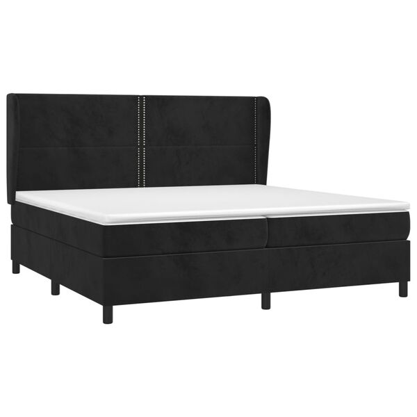 vidaXL Sommier &agrave; lattes de lit et matelas Noir 200x200 cm Velours
