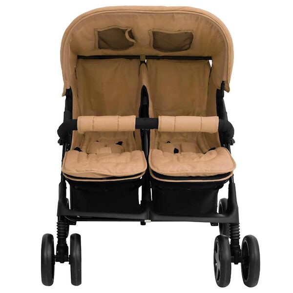 vidaXL Poussette &agrave; deux places Taupe Acier