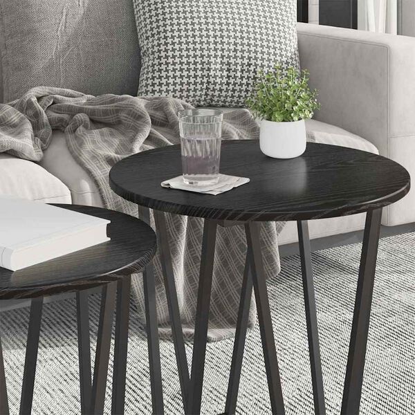 vidaXL Ensemble de tables d'appoint 2 pcs Ch&ecirc;ne noir