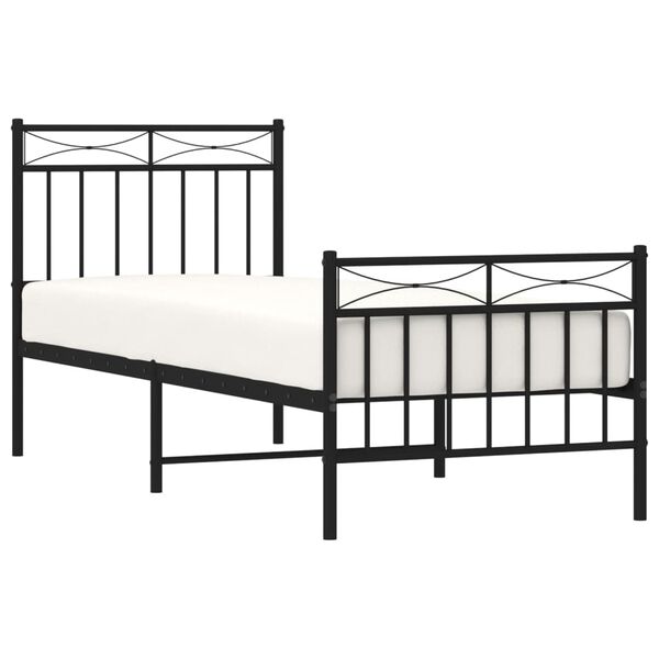 vidaXL Cadre de lit m&eacute;tal sans matelas avec pied de lit noir 75x190 cm