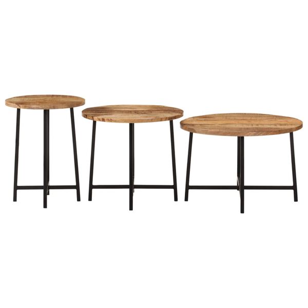 vidaXL Tables basses gigognes 3 pcs bois massif de manguier et fer