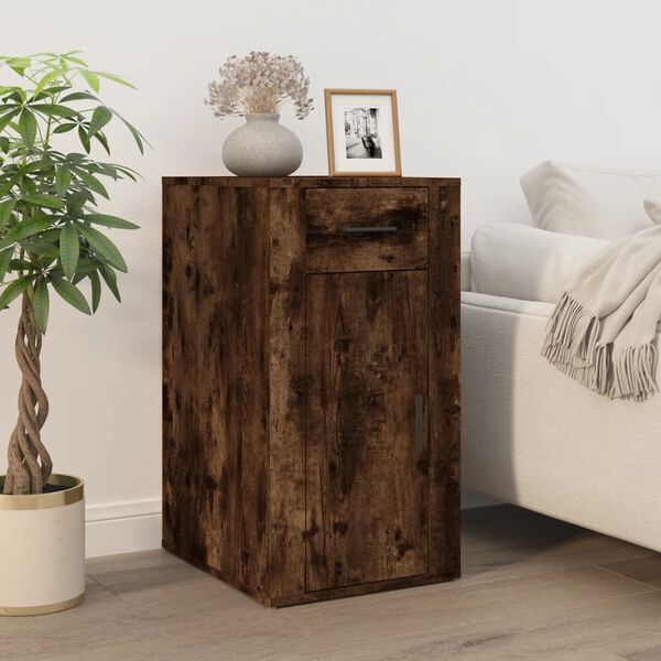 vidaXL Bureau avec armoire chêne fumé bois d'ingénierie