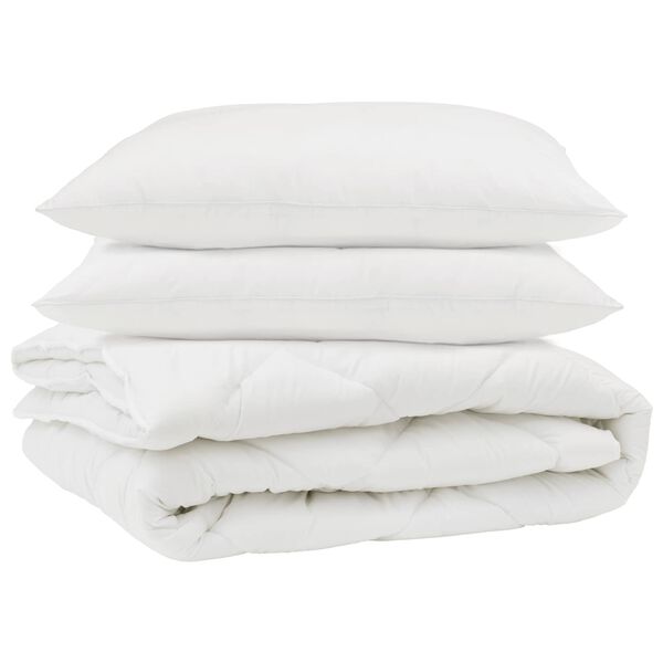 vidaXL Couette avec oreiller 3 pcs Blanc Microfibre