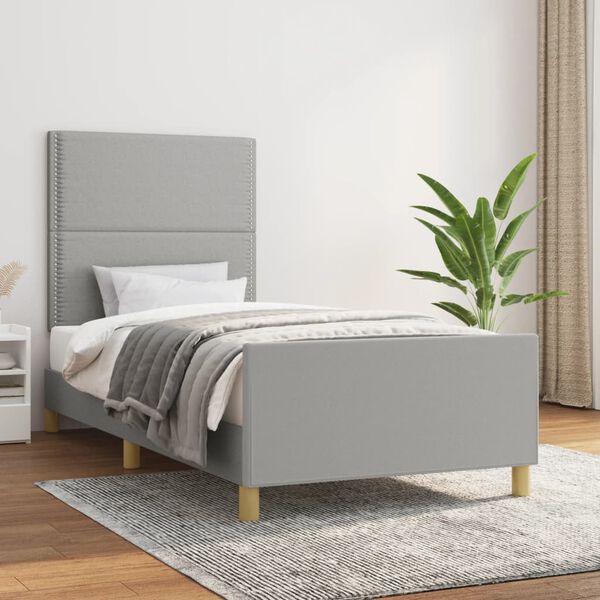 vidaXL Cadre de lit sans matelas gris clair 100x200 cm tissu
