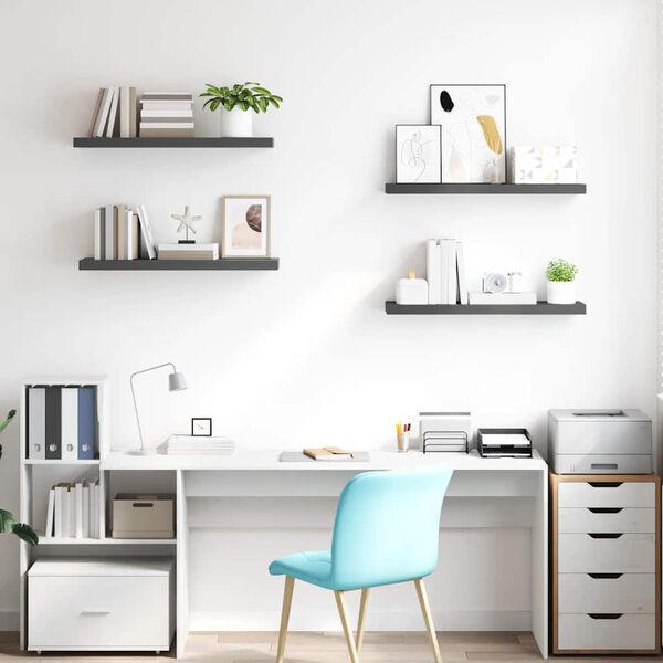 vidaXL &Eacute;tag&egrave;re murale flottante 4 pcs Gris brillant 80x23,5x3,8 cm MDF
