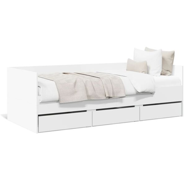 vidaXL Lit de jour avec tiroirs sans matelas blanc 100x200 cm