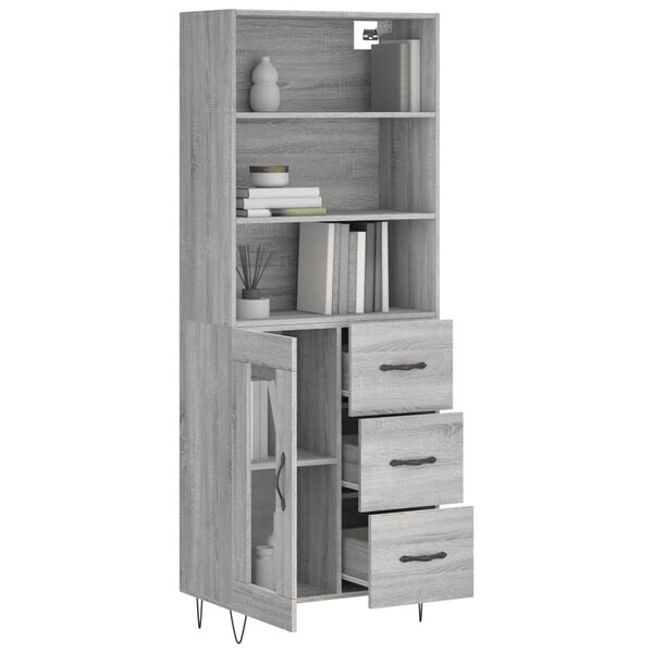 vidaXL Buffet haut Sonoma gris 69,5x34x180 cm Bois d'ing&eacute;nierie