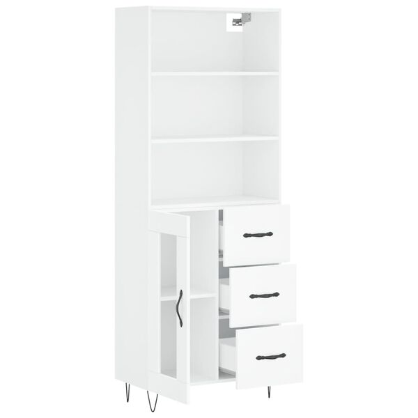vidaXL Buffet haut Blanc 69,5x34x180 cm Bois d'ing&eacute;nierie