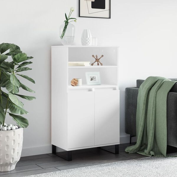 vidaXL Buffet haut Blanc 60x36x110 cm Bois d'ing&eacute;nierie