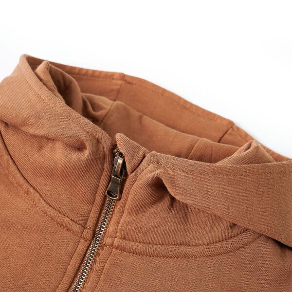 Sweat &agrave; capuche enfants demi-fermeture &eacute;clair anthracite et cognac 104