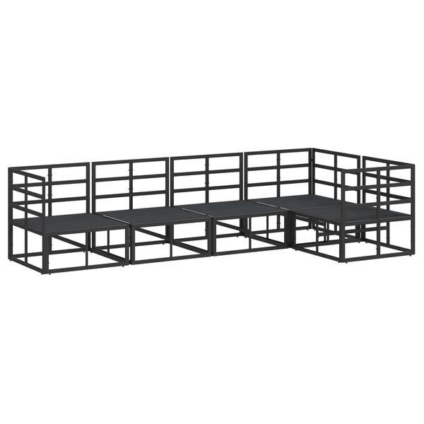 vidaXL Ensemble de canap&eacute; de jardin avec coussin 5 pcs Noir Aluminium