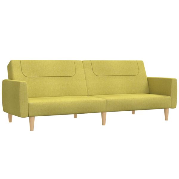 vidaXL Canap&eacute;-lit &agrave; 2 places avec repose-pied Vert Tissu