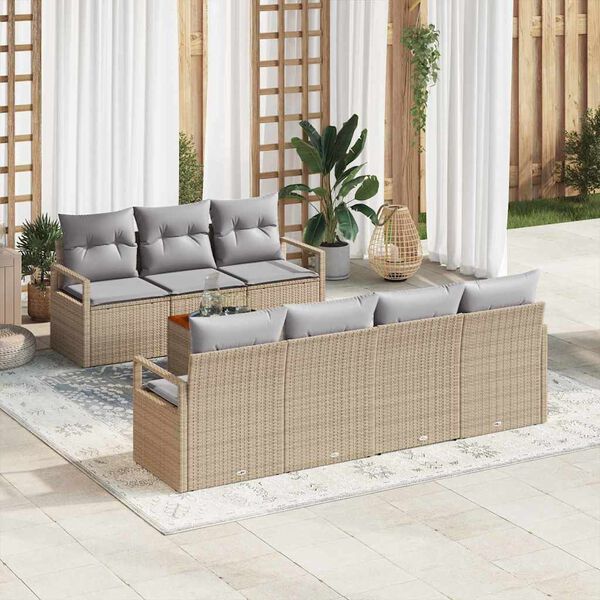 vidaXL Ensemble de canap&eacute; de jardin 8 pcs Beige et Gris clair