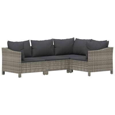 vidaXL Salon de jardin 8 pcs avec coussins Gris Résine tressée