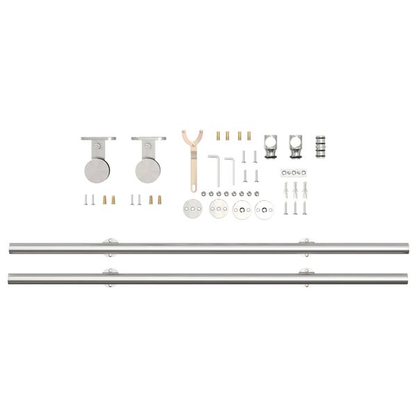 vidaXL Kit fixation porte coulissante 200 cm Acier inoxydable Argent&eacute;