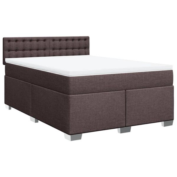 vidaXL Sommier &agrave; lattes de lit avec matelas Marron fonc&eacute; 140x200 cm