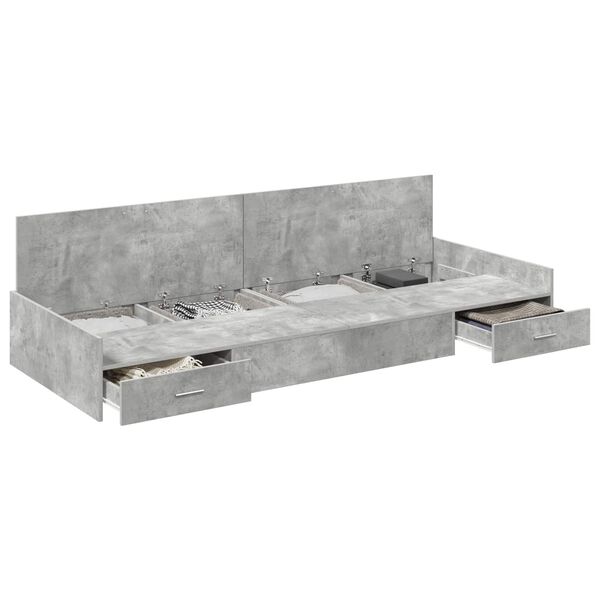 vidaXL Cadre de lit Gris b&eacute;ton 70 x 190 cm Bois d'ing&eacute;nierie