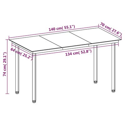 vidaXL Ensemble à manger de jardin coussins 5 pcs Résine tressée Verre