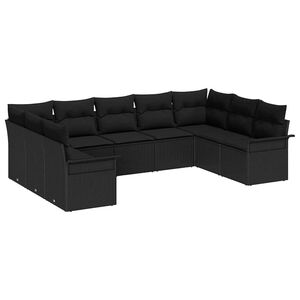 vidaXL Ensemble de canap&eacute; de jardin avec coussin Noir polyrotin