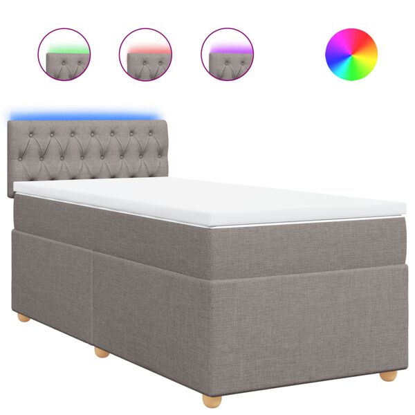 vidaXL Sommier &agrave; lattes de lit avec matelas Taupe 80x200 cm Tissu