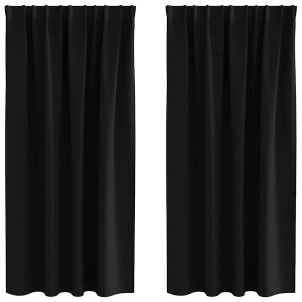 vidaXL Rideaux occultants avec anneaux 2 pcs Noir 175 x 140 cm