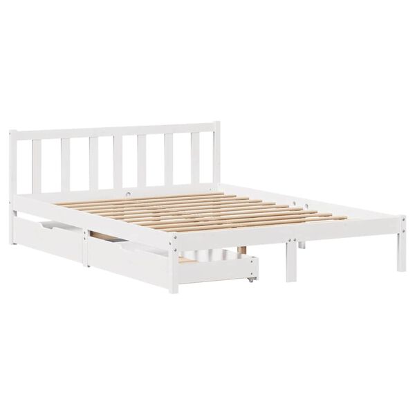 vidaXL Cadre de lit sans matelas blanc 140x190 cm bois de pin massif