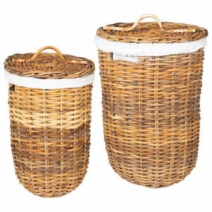 vidaXL Panier &agrave; Linge 2 pcs Marron Rattan Kubu