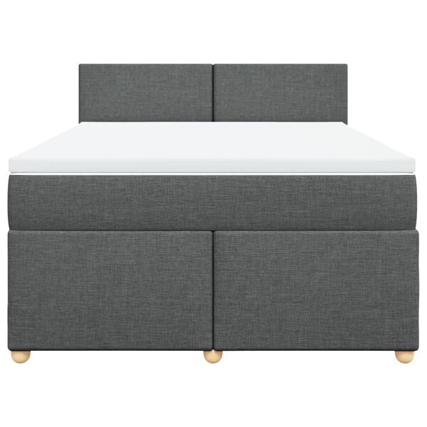 vidaXL Sommier &agrave; lattes de lit avec matelas Gris fonc&eacute; 140x200cm Tissu