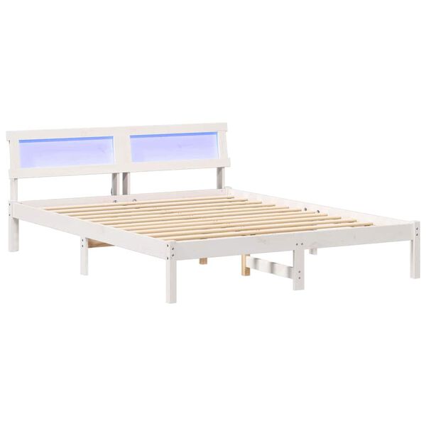 vidaXL Cadre de lit avec t&ecirc;te de lit Blanc 140 x 200 cm Pin massif