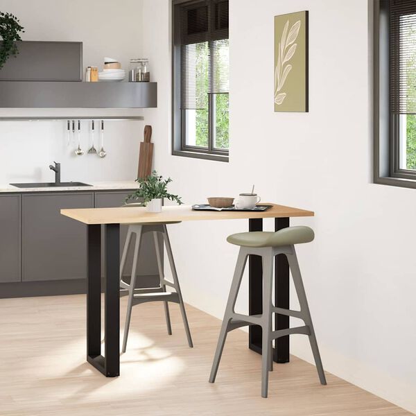 vidaXL Pieds de table de bar en U, 2 pi&egrave;ces, noir, 40 x 90-91 cm, acier