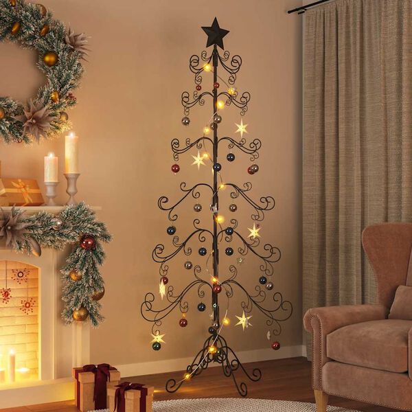 vidaXL Arbre de No&euml;l en m&eacute;tal pour d&eacute;coration noir 215 cm